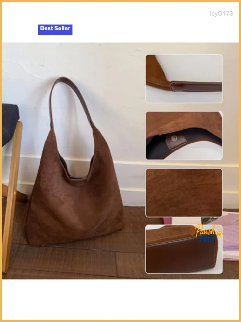 Suede Hobo Bag for Women Large Slouchy Faux Suede Shoulder Purse with Zipper &